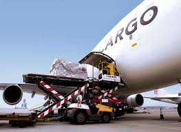 Air freight cargo plane being loaded on the tarmac