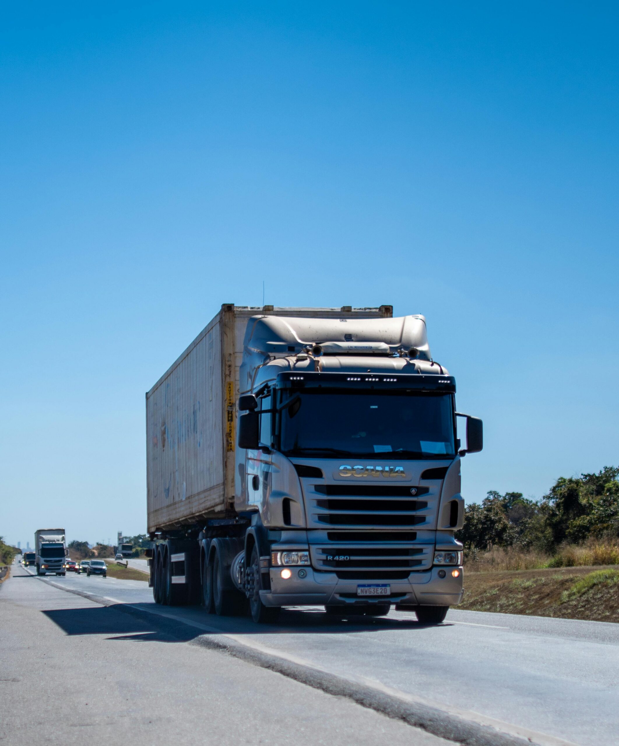 Freight truck at a cross-border customs checkpoint